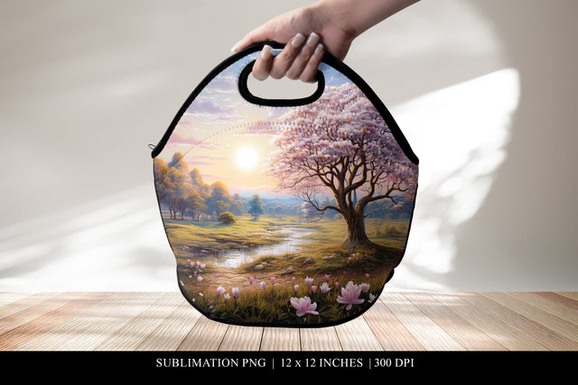 Fantasy Magnolia Lunch Bag Design, Sublimation PNG Sublimation BijouBay 