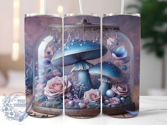 Fantasy Mushroom Floral Tumbler Wrap, Mushroom Roses Wrap, 20oz Tumbler Sublimation, Floral Fantasy Tumbler, Mystical Mushroom Design, Whimsical Tumbler Wrap, Boho Aesthetic Tumbler Sublimation ToriDesigns 