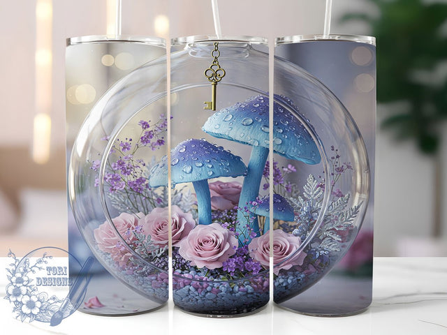 Fantasy Mushroom Floral Tumbler Wrap, Mushroom Roses Wrap, 20oz Tumbler Sublimation, Floral Fantasy Tumbler, Mystical Mushroom Design, Whimsical Tumbler Wrap, Boho Aesthetic Tumbler Sublimation ToriDesigns 