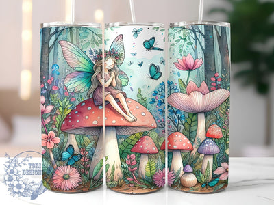 Fantasy Mushrooms 20oz Skinny Tumbler, Mushroom Mandala Forest Tumbler Png, Straight & Tapered Tumbler Wrap, Instant Digital Download Sublimation ToriDesigns 