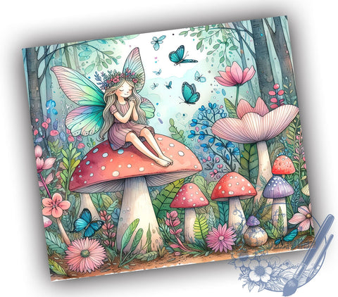 Fantasy Mushrooms 20oz Skinny Tumbler, Mushroom Mandala Forest Tumbler Png, Straight & Tapered Tumbler Wrap, Instant Digital Download Sublimation ToriDesigns 