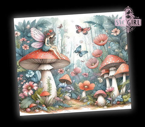 Fantasy Mushrooms 20oz Tumbler Wrap Sublimation Design, Straight Tapered Tumbler Wrap, Magical Fairy Tumbler Png, Instant Digital Download Sublimation SvggirlplusArt 