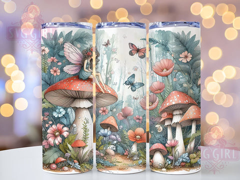 Fantasy Mushrooms 20oz Tumbler Wrap Sublimation Design, Straight Tapered Tumbler Wrap, Magical Fairy Tumbler Png, Instant Digital Download Sublimation SvggirlplusArt 
