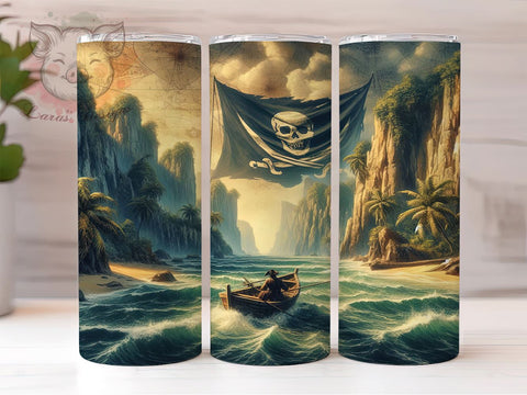 Fantasy Pirate Life 20oz Tumbler Png, Straight & Tapered Tumbler Png, Ship Sea Ocean Adventure Tumbler Png, Digital Download PNG Sublimation Lara' s Designs 