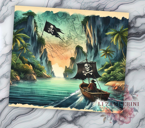 Fantasy Pirate Life 20oz Tumbler Wrap PNG, Ship Sea Ocean Adventure Tumbler Png, Straight & Tapered Tumbler Wrap, Instant Digital Download Sublimation Li Zamperini 