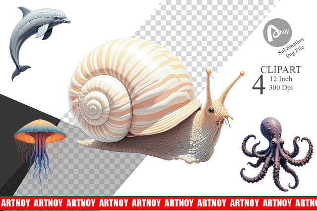 Fantasy Sea Creatures Clipart Sublimation artnoy 