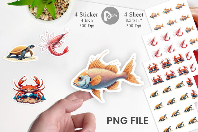 Fantasy Sea Creatures Sticker Sublimation artnoy 