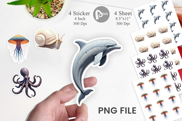 Fantasy Sea Creatures Sticker Sublimation artnoy 