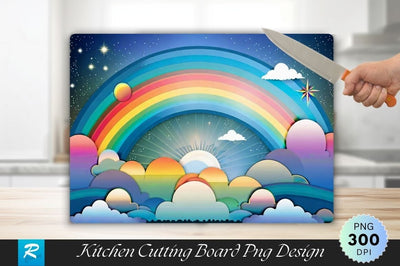 Fantasy Sky Rainbow Background Cutting Board Sublimation Regulrcrative 