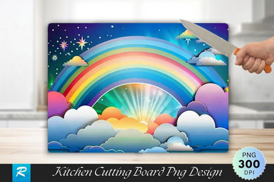 Fantasy Sky Rainbow Background Cutting Board Sublimation Regulrcrative 