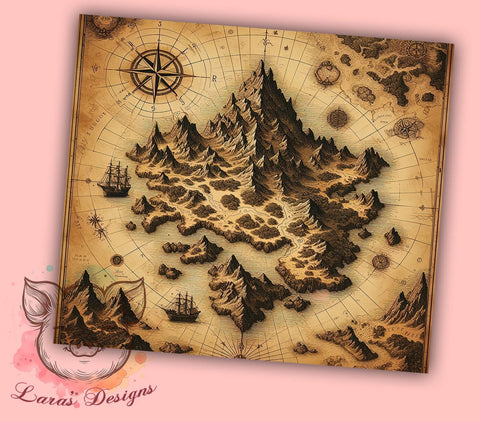 Fantasy Tumbler, World Map Design, Adventure Drinkware, 20oz Tumbler, Unique Sublimation Wrap, Travel Gifts, Fantasy Gifts Sublimation Lara' s Designs 