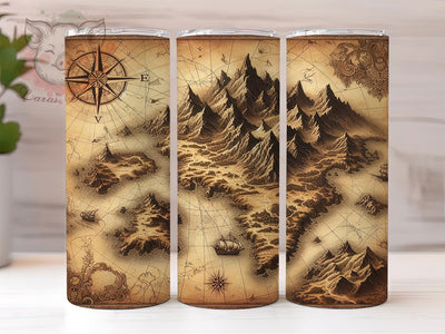 Fantasy Tumbler, World Map Design, Adventure Drinkware, 20oz Tumbler, Unique Sublimation Wrap, Travel Gifts, Fantasy Gifts Sublimation Lara' s Designs 
