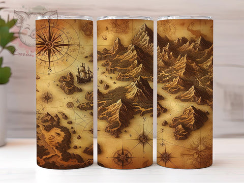 Fantasy Tumbler, World Map Design, Adventure Drinkware, 20oz Tumbler, Unique Sublimation Wrap, Travel Gifts, Fantasy Gifts Sublimation Lara' s Designs 