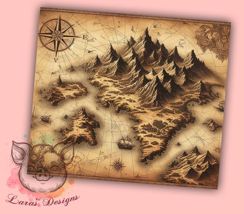 Fantasy Tumbler, World Map Design, Adventure Drinkware, 20oz Tumbler, Unique Sublimation Wrap, Travel Gifts, Fantasy Gifts Sublimation Lara' s Designs 