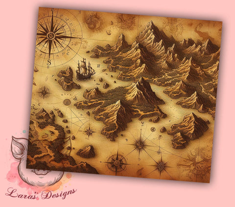 Fantasy Tumbler, World Map Design, Adventure Drinkware, 20oz Tumbler, Unique Sublimation Wrap, Travel Gifts, Fantasy Gifts Sublimation Lara' s Designs 