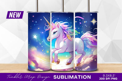 Fantasy unicorn with rainbow mane stars Sublimation Regulrcrative 
