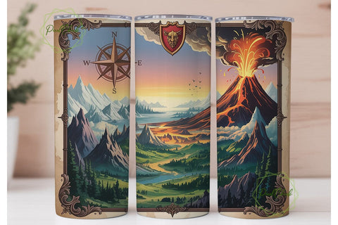 Fantasy Volcano Map 20oz Tumbler Wrap Sublimation PixelChick 