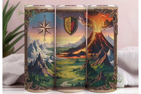 Fantasy Volcano Map 20oz Tumbler Wrap Sublimation PixelChick 