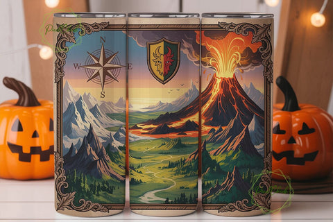 Fantasy Volcano Map 20oz Tumbler Wrap Sublimation PixelChick 