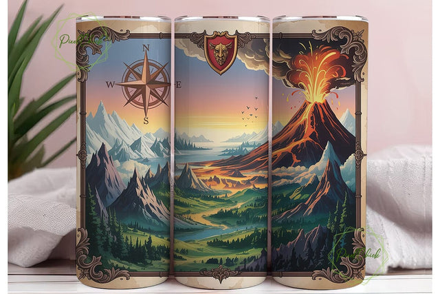 Fantasy Volcano Map 20oz Tumbler Wrap Sublimation PixelChick 
