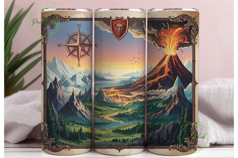 Fantasy Volcano Map 20oz Tumbler Wrap Sublimation PixelChick 