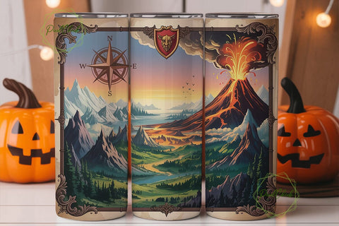 Fantasy Volcano Map 20oz Tumbler Wrap Sublimation PixelChick 