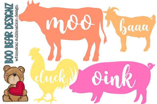Farm Animal Clipart Sublimation Boo Bear Designz 