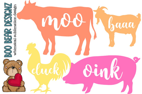 Farm Animal Clipart Sublimation Boo Bear Designz 