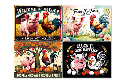 Farm animal cutting board, pig and rooster design Sublimation Paper Switch 