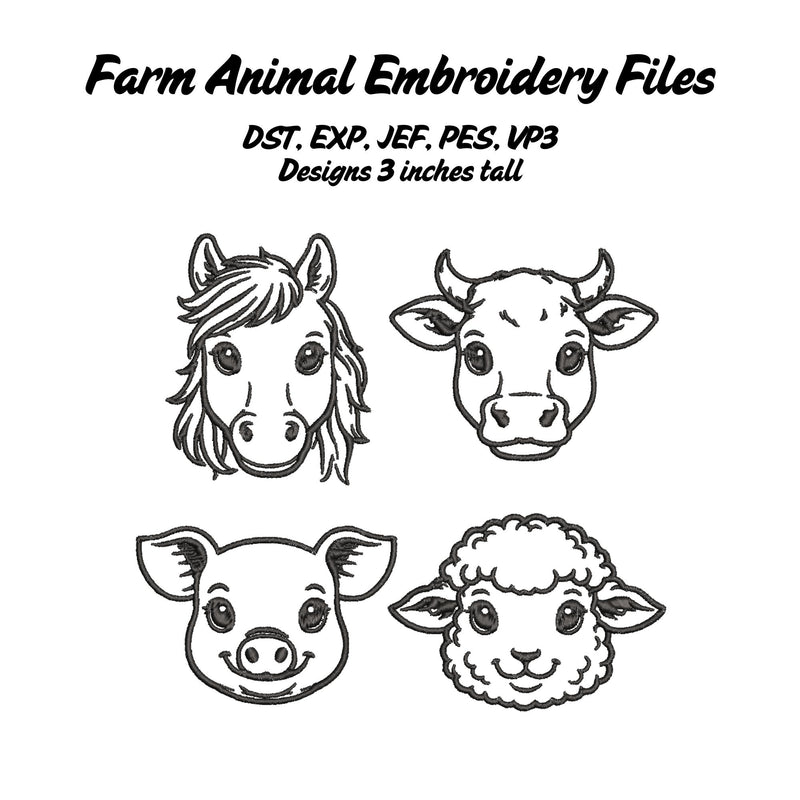 Farm Animal Embroidery Set Embroidery/Applique DESIGNS Stitched Haus 