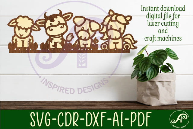 Farm animal line up wall art sign, SVG file. vector file SVG APInspireddesigns 