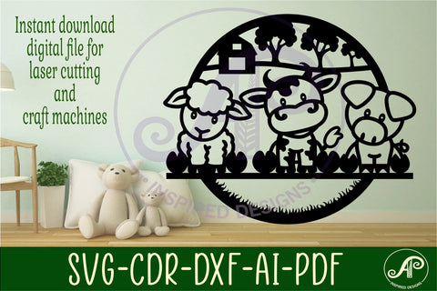 Farm animal wall art sign, SVG file. vector file SVG APInspireddesigns 