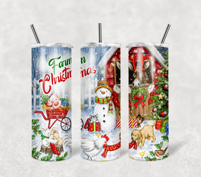 Farm animals 20 oz Skinny Tumbler Sublimation, 20oz Skinny Tumbler Sublimation PNG Wrap Sublimation DiamondDesign 