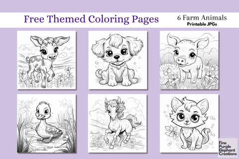 Farm Animals Flashcards | Preschool Montessori Cards Digital Pattern Fine Purple Elephant Creations 
