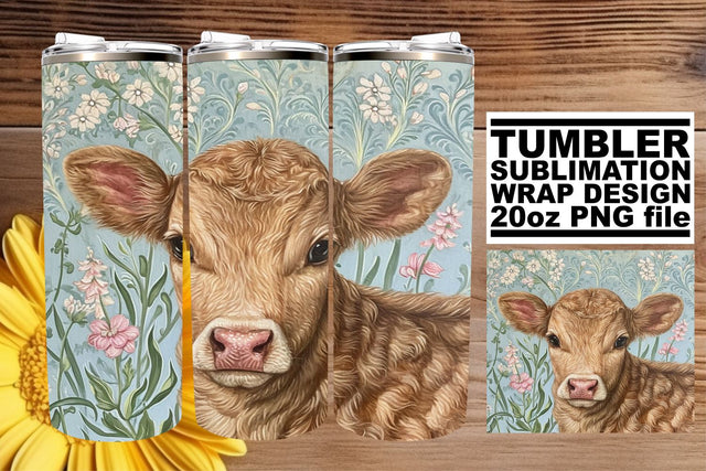 Farm Animals & Flower Tumbler Wrap - Spring Vibes Sublimation afrosvg 
