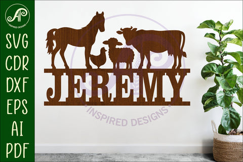 Farm animals name wall art sign, SVG file SVG APInspireddesigns 
