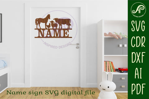 Farm animals name wall art sign, SVG file SVG APInspireddesigns 