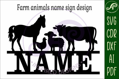 Farm animals name wall art sign, SVG file SVG APInspireddesigns 
