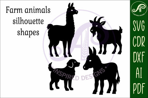 Farm animals silhouette laser cut outs SVG APInspireddesigns 
