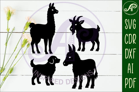 Farm animals silhouette laser cut outs SVG APInspireddesigns 