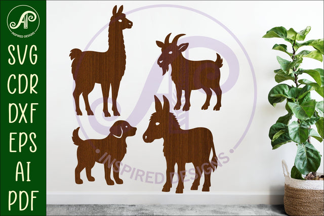 Farm animals silhouette laser cut outs SVG APInspireddesigns 