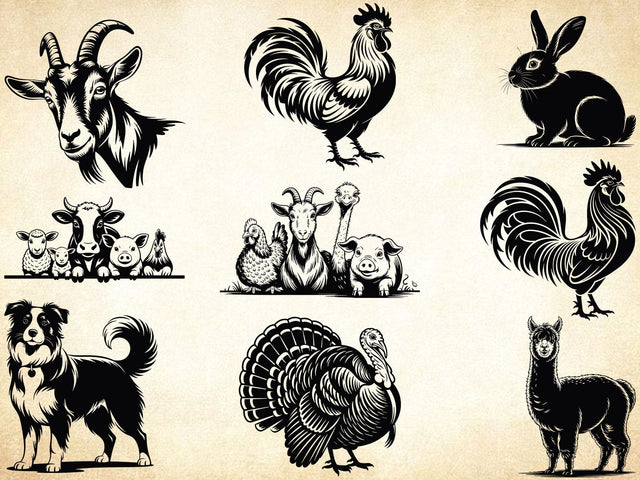 Farm Animals Svg Bundle, Animal Silhouettes, Farm Animal Clipart SVG Creativeart88 