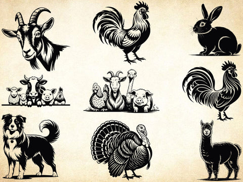 Farm Animals Svg Bundle, Animal Silhouettes, Farm Animal Clipart SVG Creativeart88 