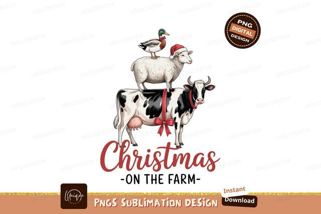 Farm animals wearing Christmas hats sheep duck Sublimation Designangry 