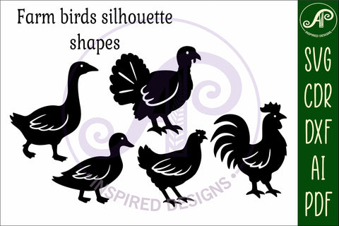 Farm Bird silhouette laser cut outs SVG SVG APInspireddesigns 