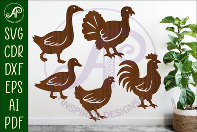 Farm Bird silhouette laser cut outs SVG SVG APInspireddesigns 