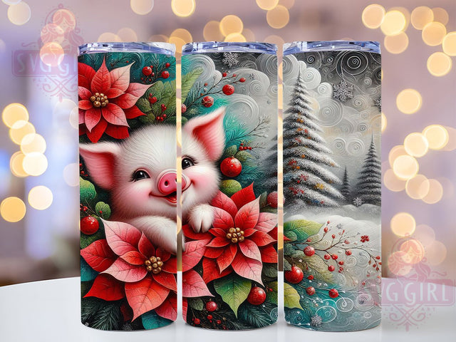 Farm Christmas Pig Tumbler, Farm Holiday, Winter Wrap, Festive Tumbler, Country Pattern, 20oz Tumbler, Sublimation Print Sublimation SvggirlplusArt 