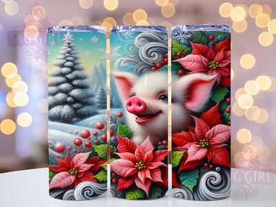Farm Christmas Pig Tumbler, Farm Holiday, Winter Wrap, Festive Tumbler, Country Pattern, 20oz Tumbler, Sublimation Print Sublimation SvggirlplusArt 