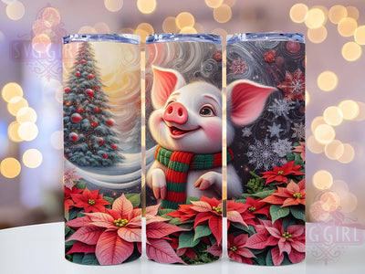 Farm Christmas Pig Tumbler, Farm Holiday, Winter Wrap, Festive Tumbler, Country Pattern, 20oz Tumbler, Sublimation Print Sublimation SvggirlplusArt 