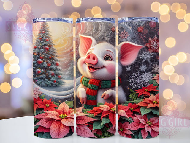 Farm Christmas Pig Tumbler, Farm Holiday, Winter Wrap, Festive Tumbler, Country Pattern, 20oz Tumbler, Sublimation Print Sublimation SvggirlplusArt 